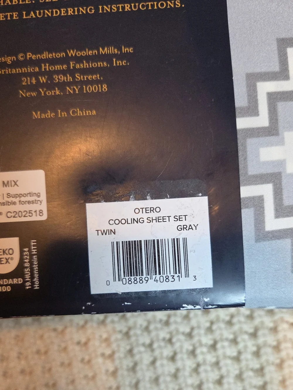 Pendleton Cooling Technology Twin Sheet Set In Grey Aztec